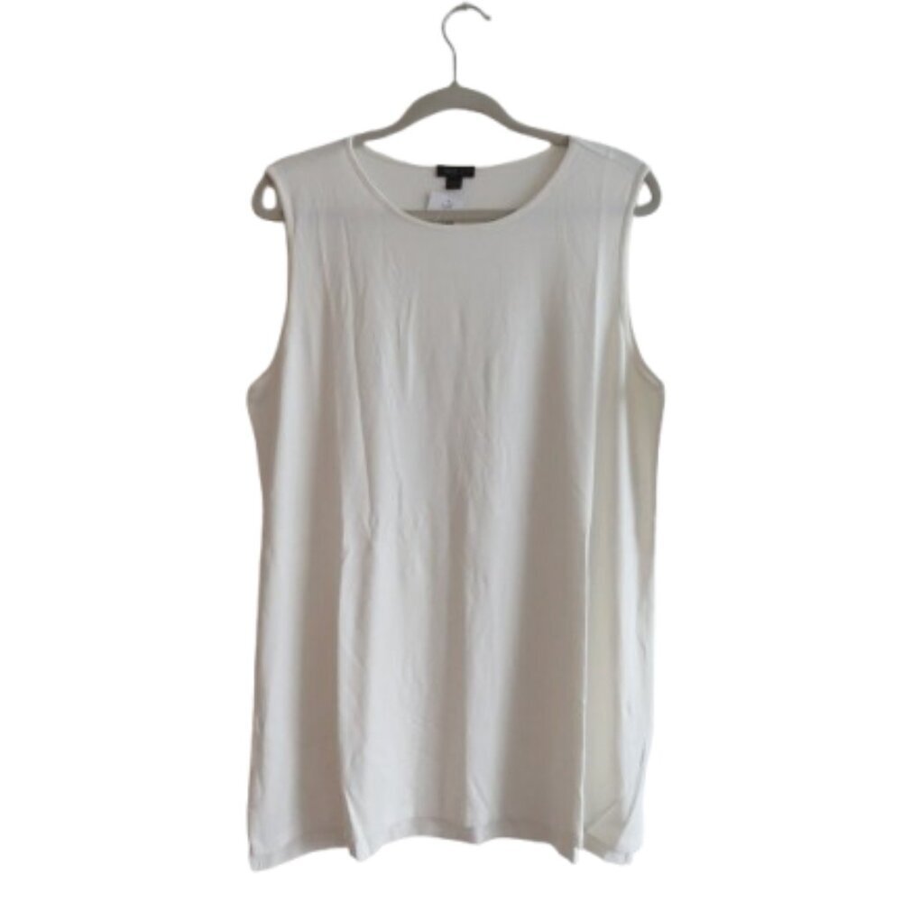 J. JILL Wearever Collection Sleeveless Tunic Tank Top in Cream Travel Size L NWT